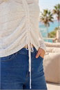 White Sequin Tie Front Knitted Top , Image 4 of 4