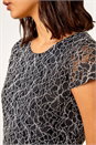 Black Glitter Stretch Lace Midi Dress, Image 5 of 5