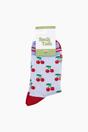 Blue Cherry Striped Bamboo Socks in Blue, Image 4 of 4