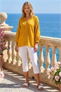 Ochre Embroidered Sleeve Cotton Blouse, Image 2 of 4