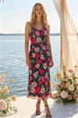 Pink Floral Print Cowl Neck Midi Dress, Image 1 of 4