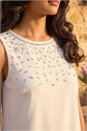 White Petite Embellished Mini Dress, Image 4 of 4