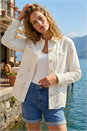 Ivory  Broderie Cotton Lace Jacket, Image 1 of 4