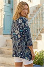 Navy  Paisley Hanky Hem Stretch Tunic Top, Image 3 of 4