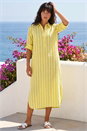 Yellow Textured Stripe Shirt Dress, Image 2 of 4