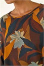 Rust Floral Print Curved Hem Top, Image 5 of 5