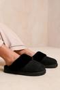 Black 'Comfort' Slip On Slippers With Fur Trim, Image 1 of 4