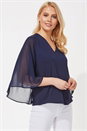 Navy Chiffon Sleeve Top, Image 1 of 8