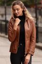Tan Ashwood Leather Tan 'Anne' Leather Jacket with Adjustable Waist String, Image 1 of 5