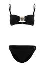 Black WOVCOR Black Shell Detail Bandeau Bikini Set with Adjustable Straps, Image 2 of 2