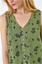 Khaki Floral Print Button Detail Vest Top, Image 5 of 5