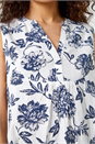 Navy  Sleeveless V-Neck Floral Print Vest , Image 5 of 5