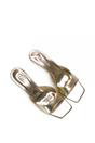 Gold XY LONDON Gold 'Jane' Square Toe Kitten Heel Slip On Heeled Sandal Mules, Image 6 of 6