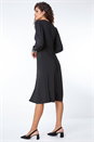 Black Sequin Trim Stretch Midi Dress, Image 3 of 5