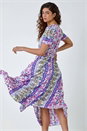 Purple Abstract Print Button Maxi Dress, Image 1 of 5