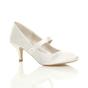 White AJVANI White Mid Heel Mary Jane Court Shoes, Image 1 of 6