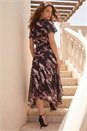 Chocolate Petite Twist Front Dobby Dress, Image 3 of 4