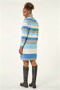Blue Stripe Cowl Neck Knit Dress, Image 3 of 5