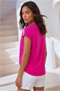 Pink Daisy Shoulder Trim T-Shirt, Image 3 of 4