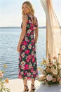 Pink Floral Print Cowl Neck Midi Dress, Image 2 of 4