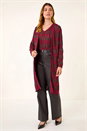Red Shimmer Stitch Longline Knit Cardigan, Image 2 of 5