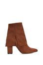 Brown XY LONDON Brown 'Ayla' Fold Over Ankle Boots Layered Point Toe Block Heel Booties, Image 1 of 6