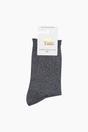 Charcoal Plain Combed Cotton Glitter Socks, Image 4 of 4