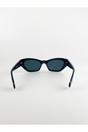Black SVNX Black Angular Cat-Eye Sunglasses in Black, Image 4 of 7