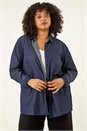 Blue Curve Cotton Button Up Blouse, Image 4 of 5