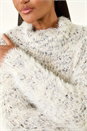Ivory  Fluffy High Neck Knit Jumper, Image 5 of 5