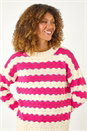 Cerise Wave Colour Block Knit Jumper, Image 4 of 5