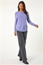 Violet Textured Curved Hem Jumper, Image 2 of 5