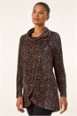 Tan Chenille Cowl Neck Tunic Top, Image 4 of 5