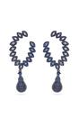 Navy Blue Delicate Leaf Drop Earrings, Image 1 of 4