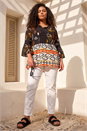 Orange Curve Ikat Print Woven Top, Image 2 of 4