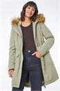 Sage Faux Fur Trim Padded Parka Coat , Image 2 of 5