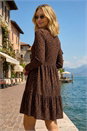 Rust Leaf Print Stretch Dress, Image 3 of 4
