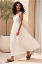 White Crochet Strappy Midi Dress, Image 4 of 4