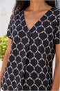 Black Petite Abstract V-Neck Stretch Top, Image 4 of 4
