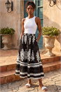 Black Mono Print Maxi Skirt, Image 2 of 4