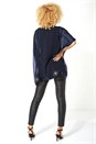 Navy  Sequin V-Neck Overlay Top, Image 3 of 5