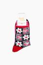Pink Daisy Checkerboard Combed Cotton Sheer Pop Socks in Pink, Image 4 of 4