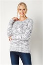 Denim Fluffy Yarn Jumper, Image 2 of 5