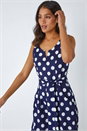 Navy  Spot Print Belted Jumpsuit, Image 4 of 5