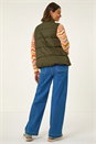 Khaki Diamond Padded Button Gilet , Image 4 of 7