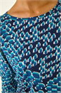 Blue Printed Bubble Hem Top, Image 5 of 5