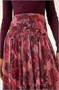 Red Rose Print Mesh Layered Skirt, Image 5 of 5