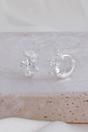 Silver Sterling Silver CZ Leaf Huggie Hoops 6mm, Image 3 of 3