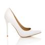 White AJVANI White High Heel Stiletto Pointed Toe Court Shoes, Image 2 of 6