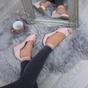 Light Pink AJVANI Light Pink Mid Wedge Heel Ankle Strap Sandals, Image 5 of 6